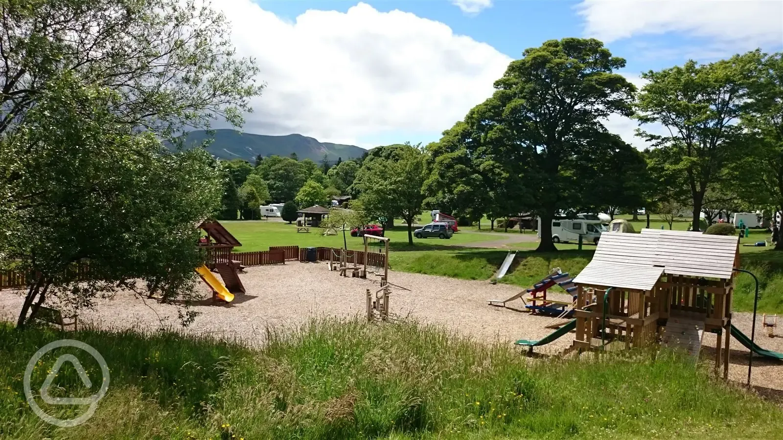 View over play area towards the Pentland Hills
