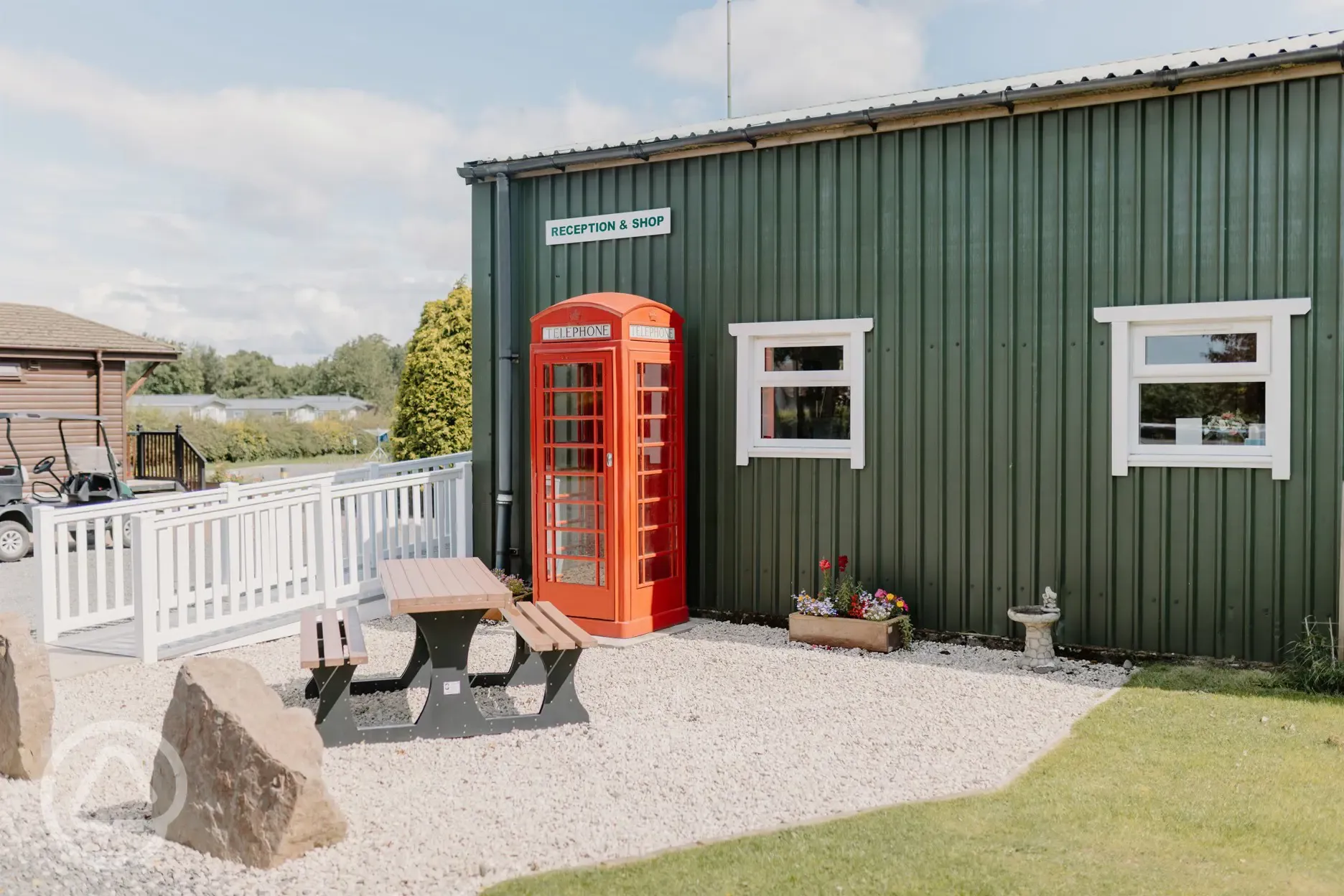 Reception with small shop inside