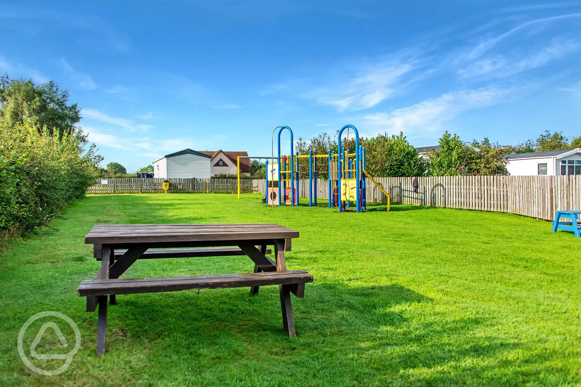 Play park with climbing frame and bench