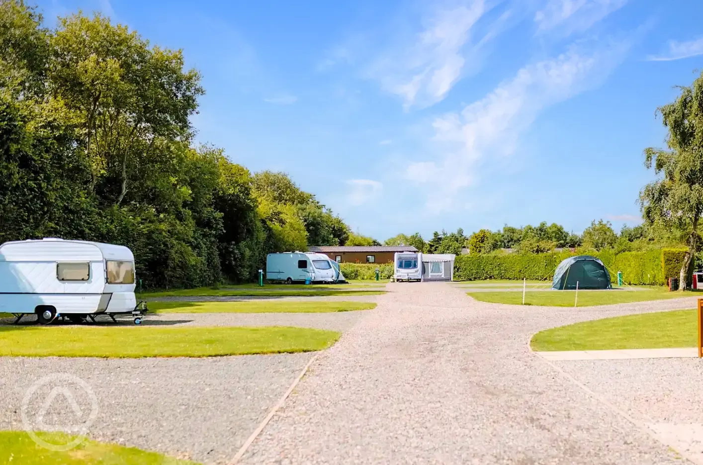 Fully serviced hardstanding pitches with lots of space between