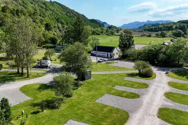 Aerial of Reraig Caravan and Camping towards Auchtertyre Hill