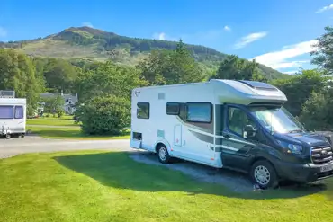 Hardstanding pitches at Reraig Caravan and Camping with mountain views