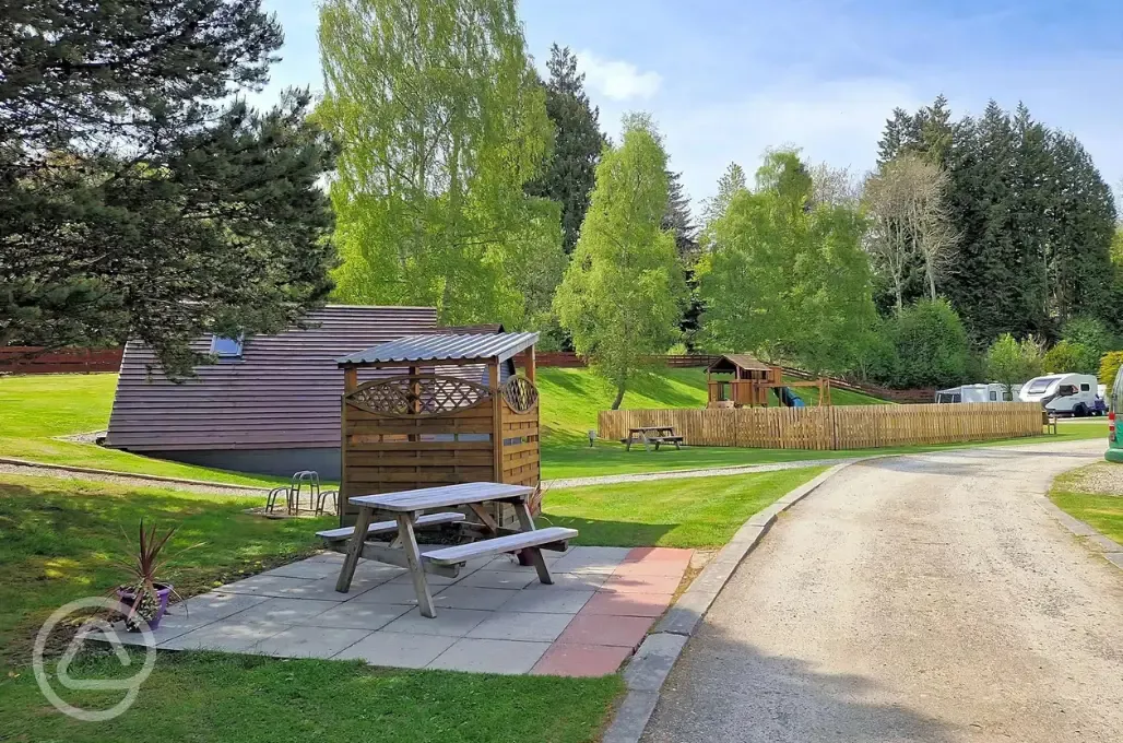 Picnic benches around the site