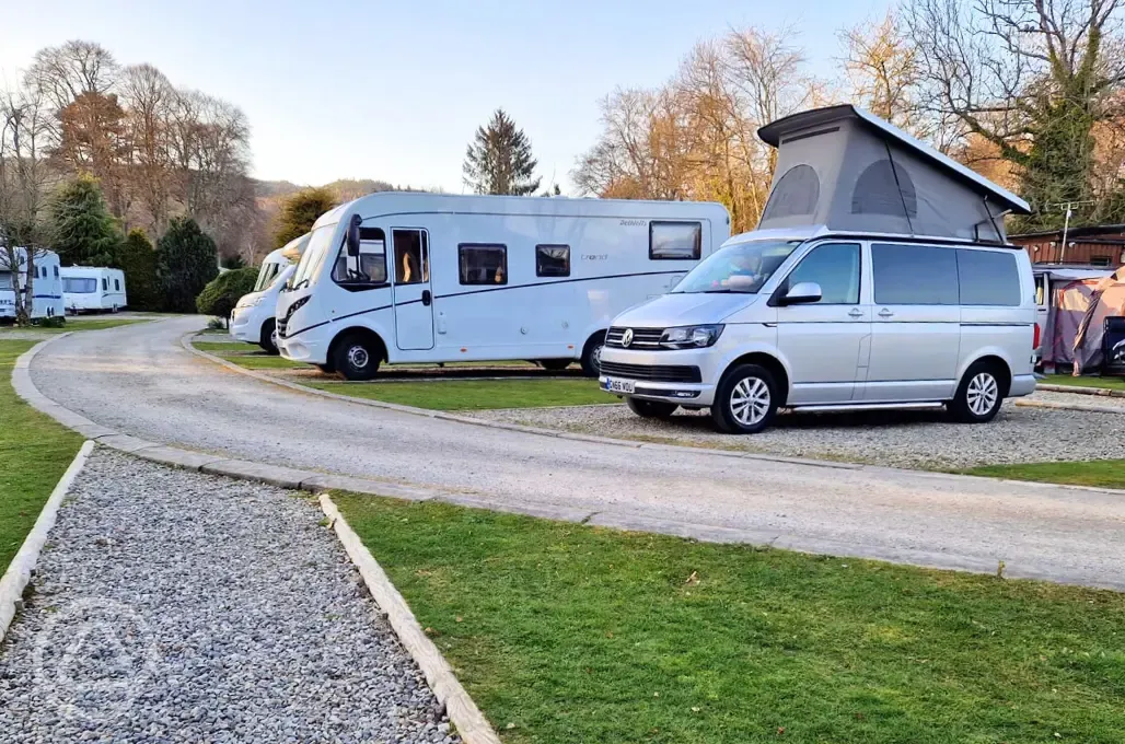 Fully serviced hardstanding touring pitches