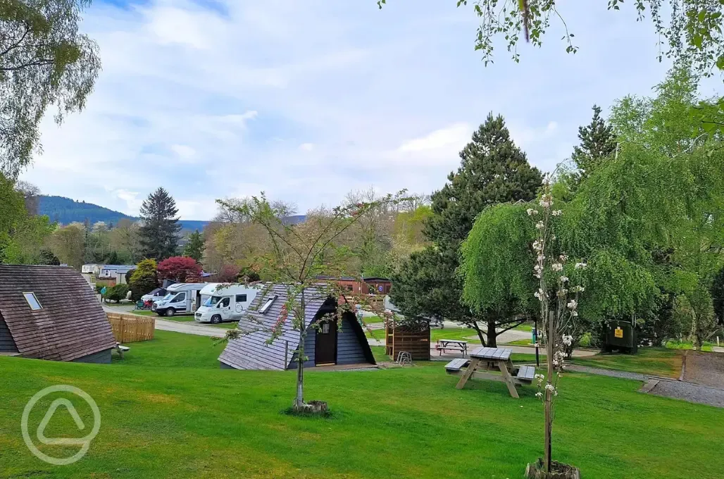 Camping pods and fully serviced hardstanding pitches