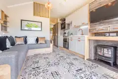 Jurassic Escape Pod lounge area and kitchenette 