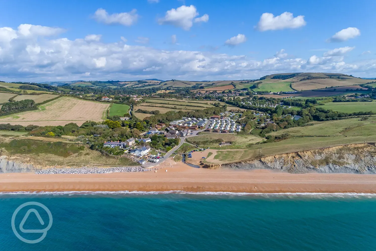 Aerial of Seatown Beach and the campsite