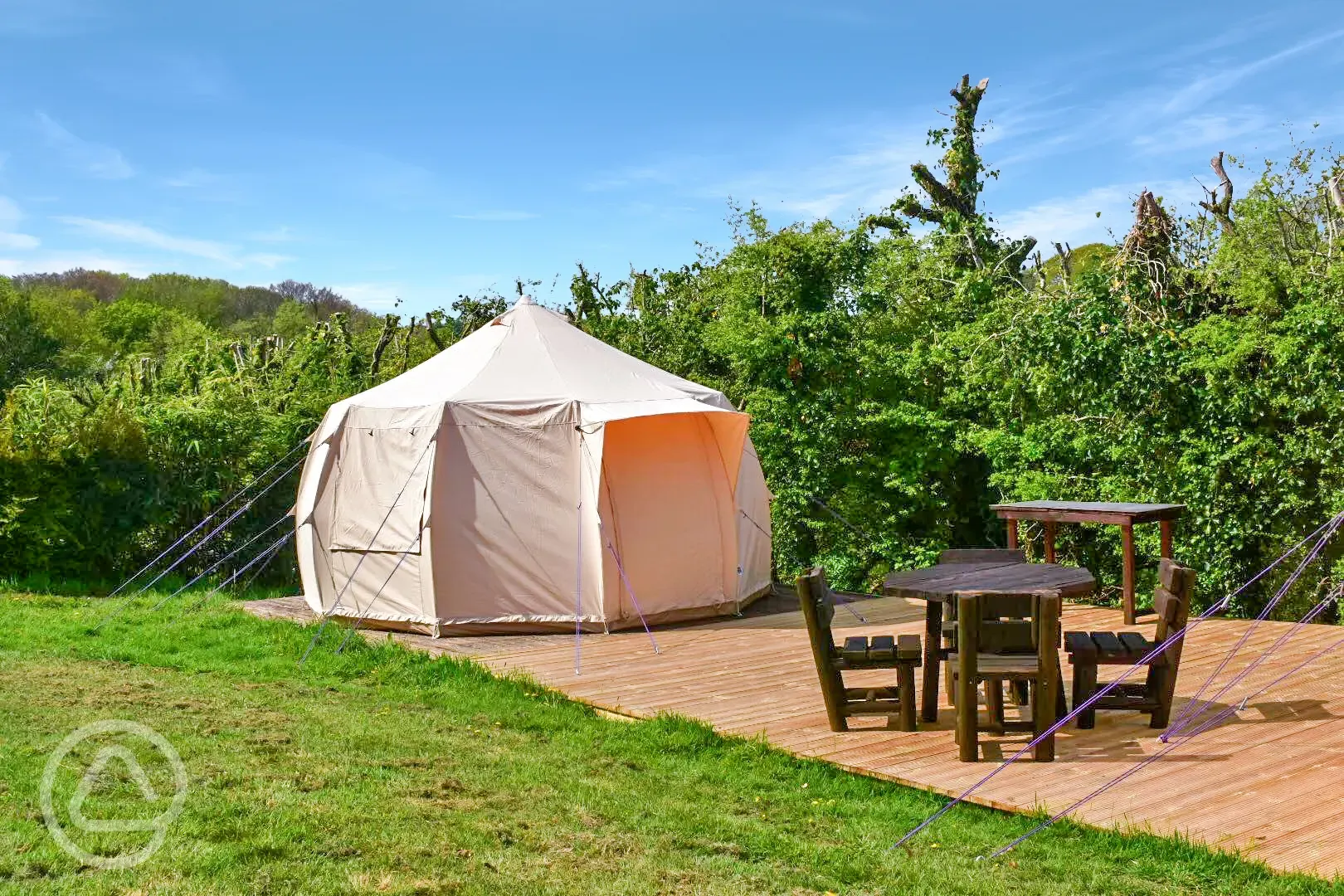 Bell tent and decking area