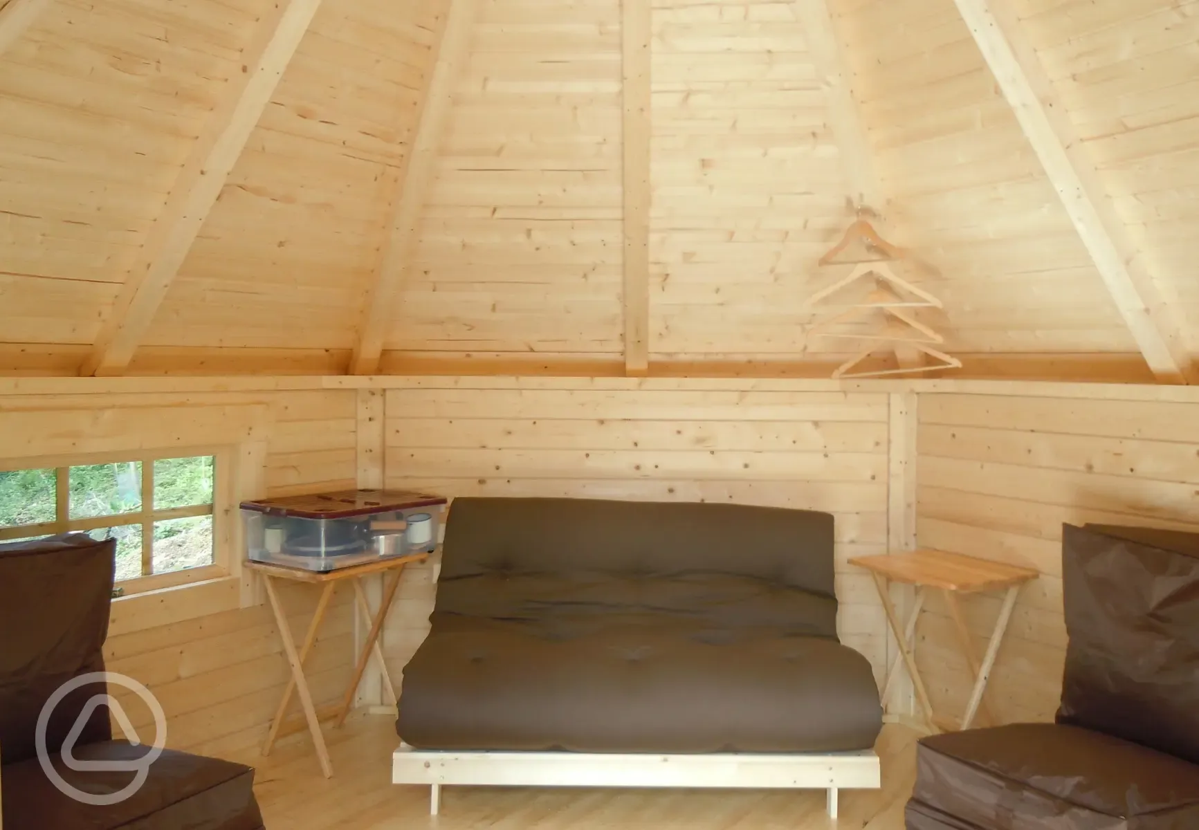 Glamping cabin interior 