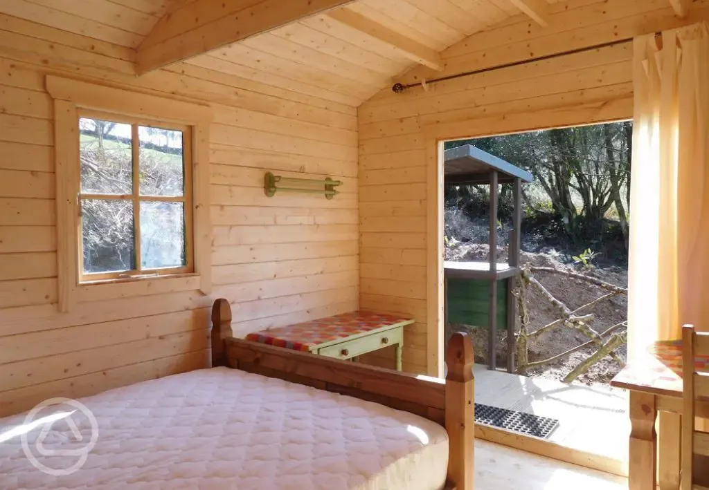 Glamping hut interior 