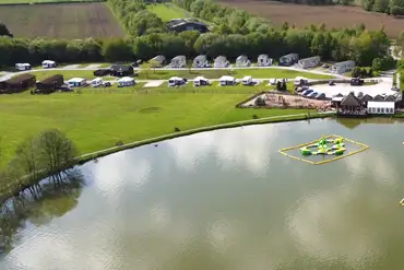 Aerial of Allerthorpe Lakeland Park with an aqua park