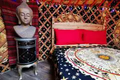 Double bed in the yurt