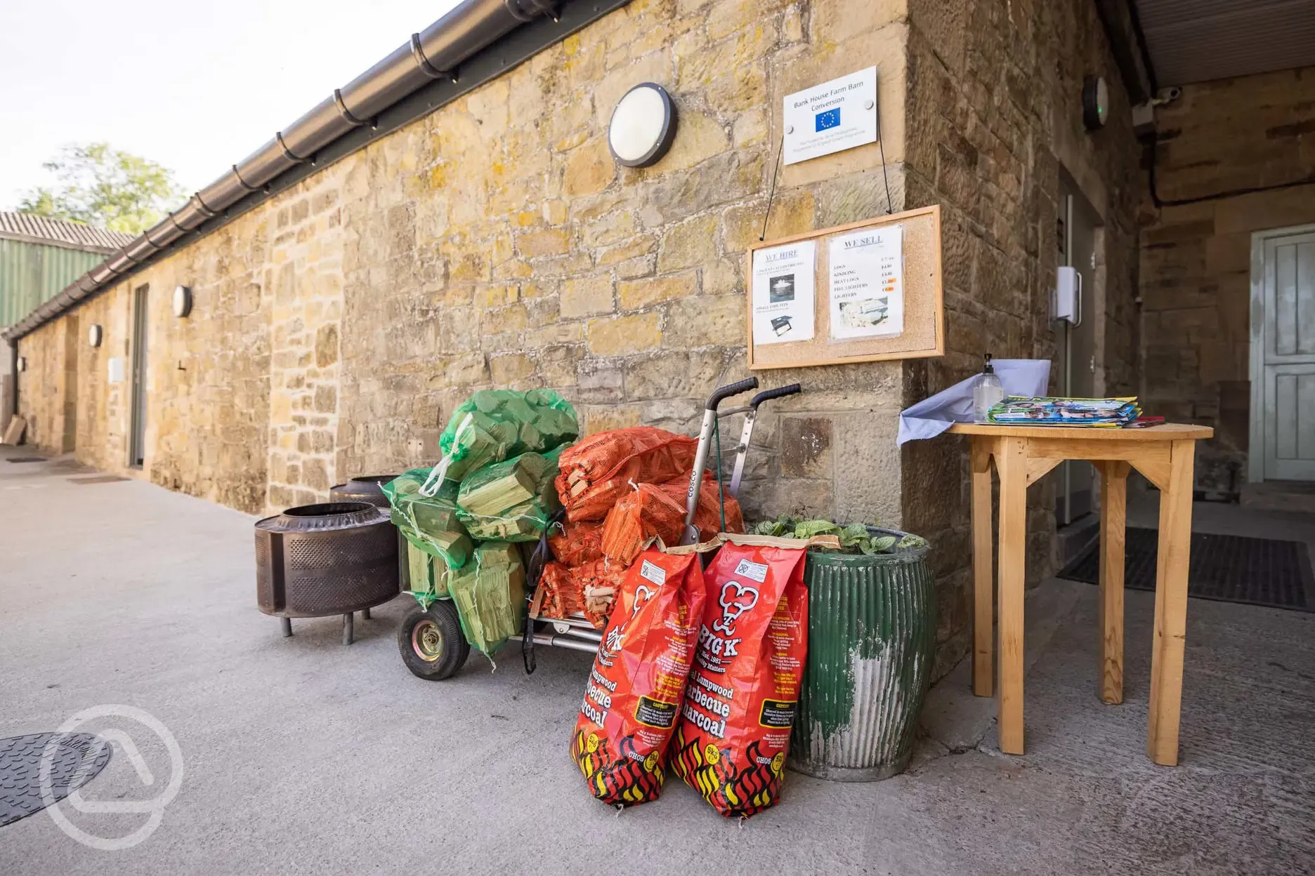 Fire pits to hire with logs available to purchase