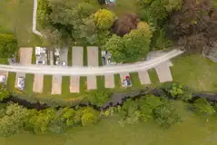 Bird's eye view of the hardstanding pitches at Bank House Farm