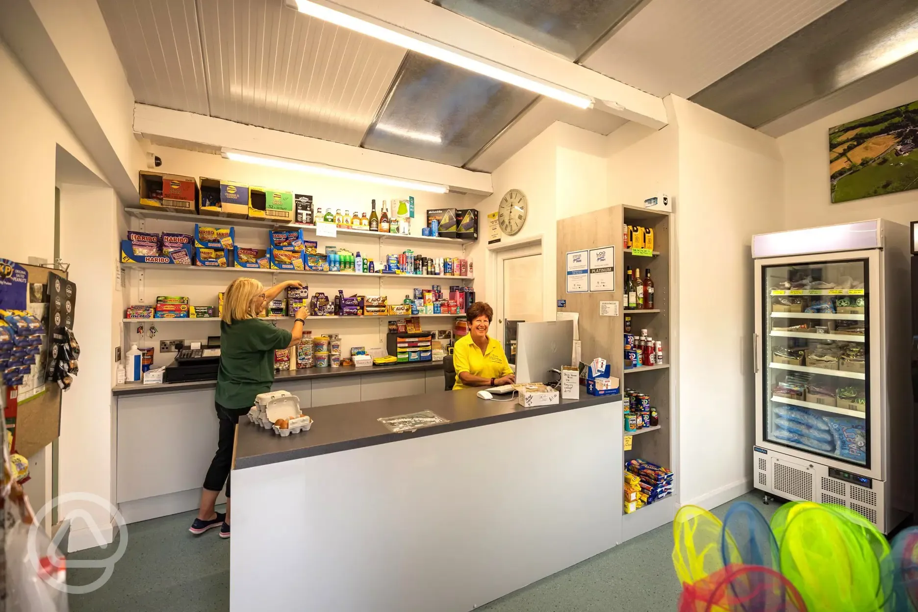 Onsite shop stocked with essentials and toys