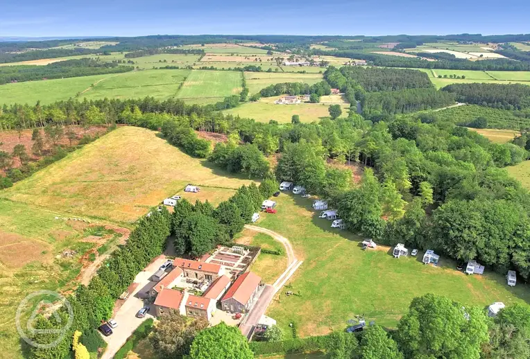 Aerial of Bank Top Camping in the North York Moors