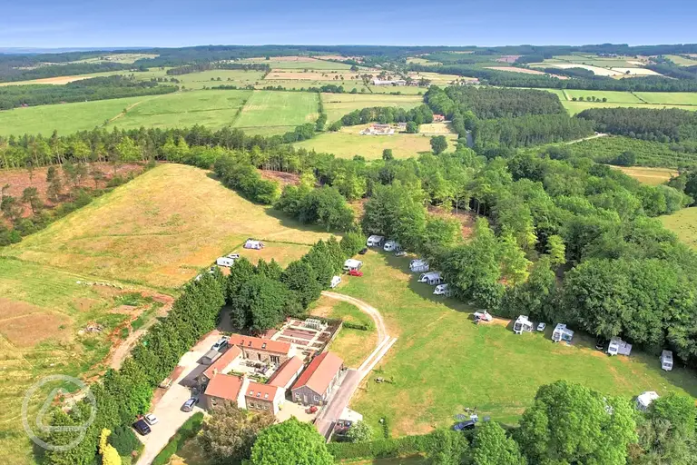 Aerial of Bank Top Camping in the North York Moors