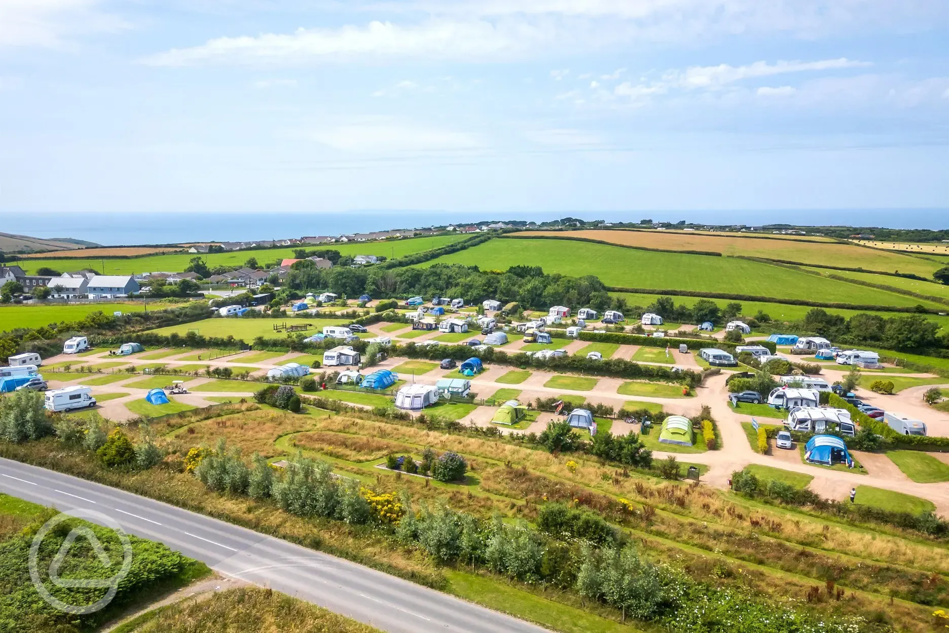 Aerial of the campsite and coast