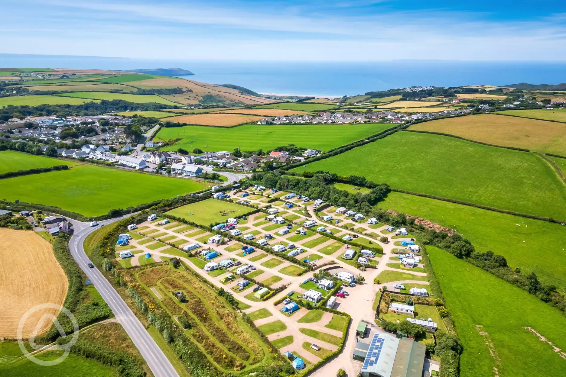 Aerial of the campsite and coast