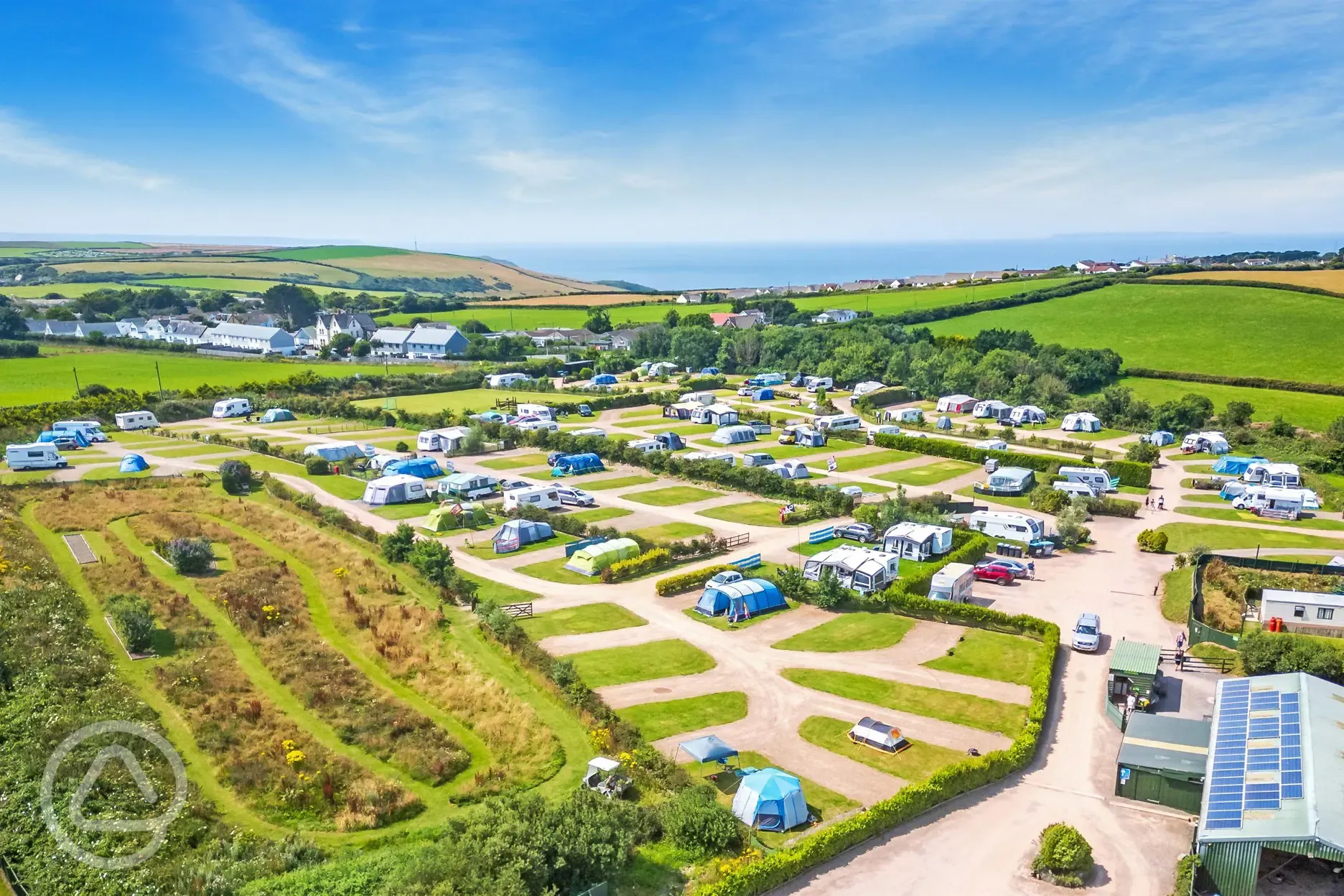 Aerial of the campsite and coast