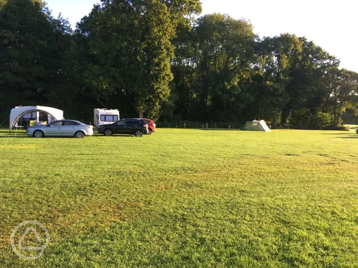 Grass pitches at Bishops Green Farm Camping