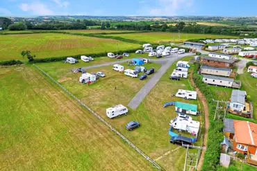 Aerial of the grass pitches with optional 10 amp hook ups