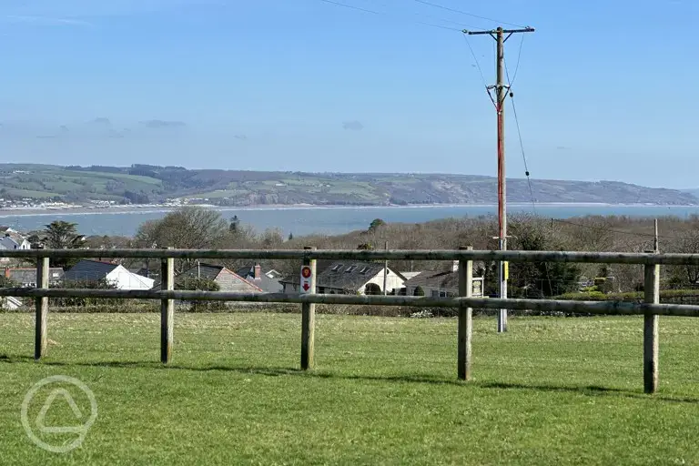 Saundersfoot Beach sea views from grass pitches