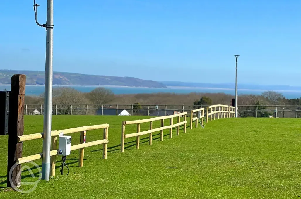 Grass pitches with sea views