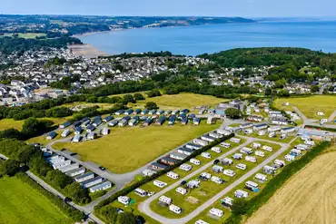 Aerial of Broadfield Farm Holiday Park and Saundersfoot Beach