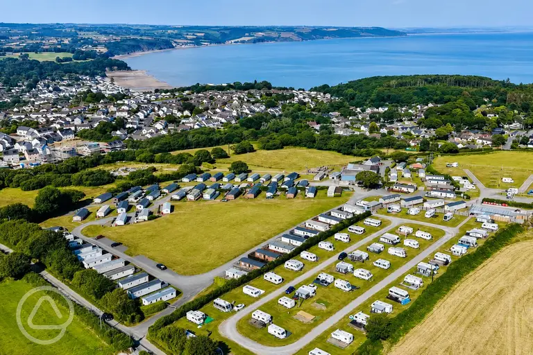 Aerial of Broadfield Farm Holiday Park and Saundersfoot Beach