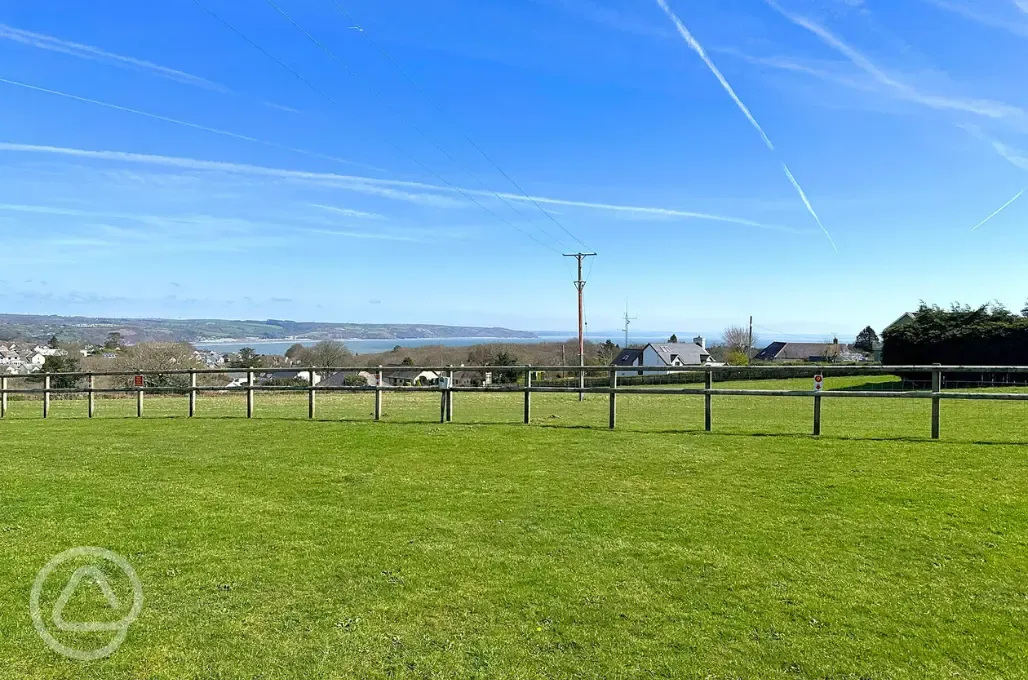 Grass pitches with sea views