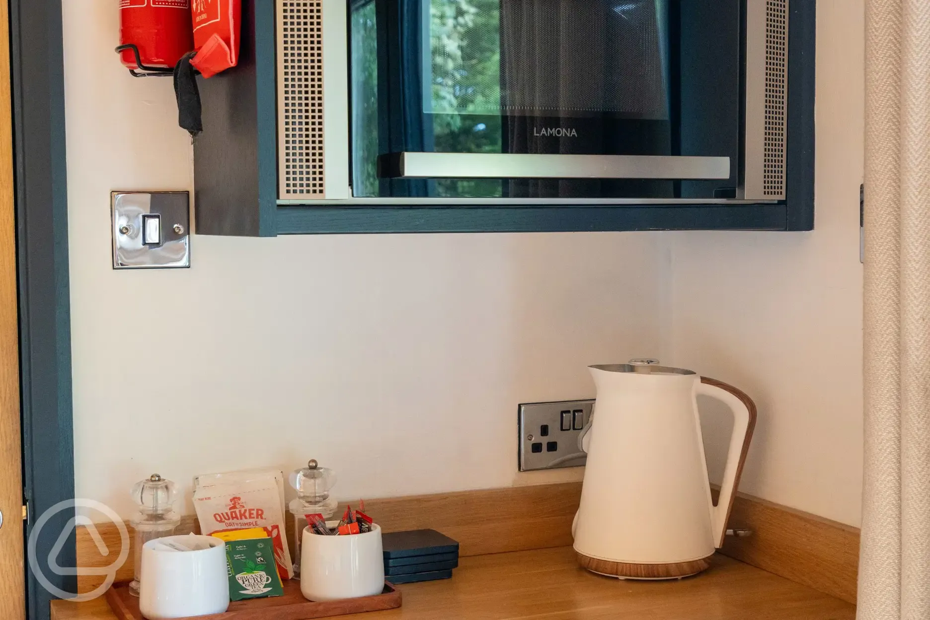 Robin's Nest glamping cabin kitchen area