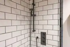 Hare's Retreat glamping cabin modern shower