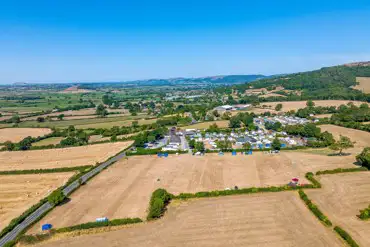 Aerial of Bucklegrove Holiday Park by Rodney Stoke National Nature Reserve