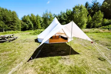 Equipped bell tents (dog friendly) at Burnbake Campsite