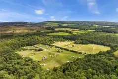Aerial of Burnbake Campsite in the Dorset countryside