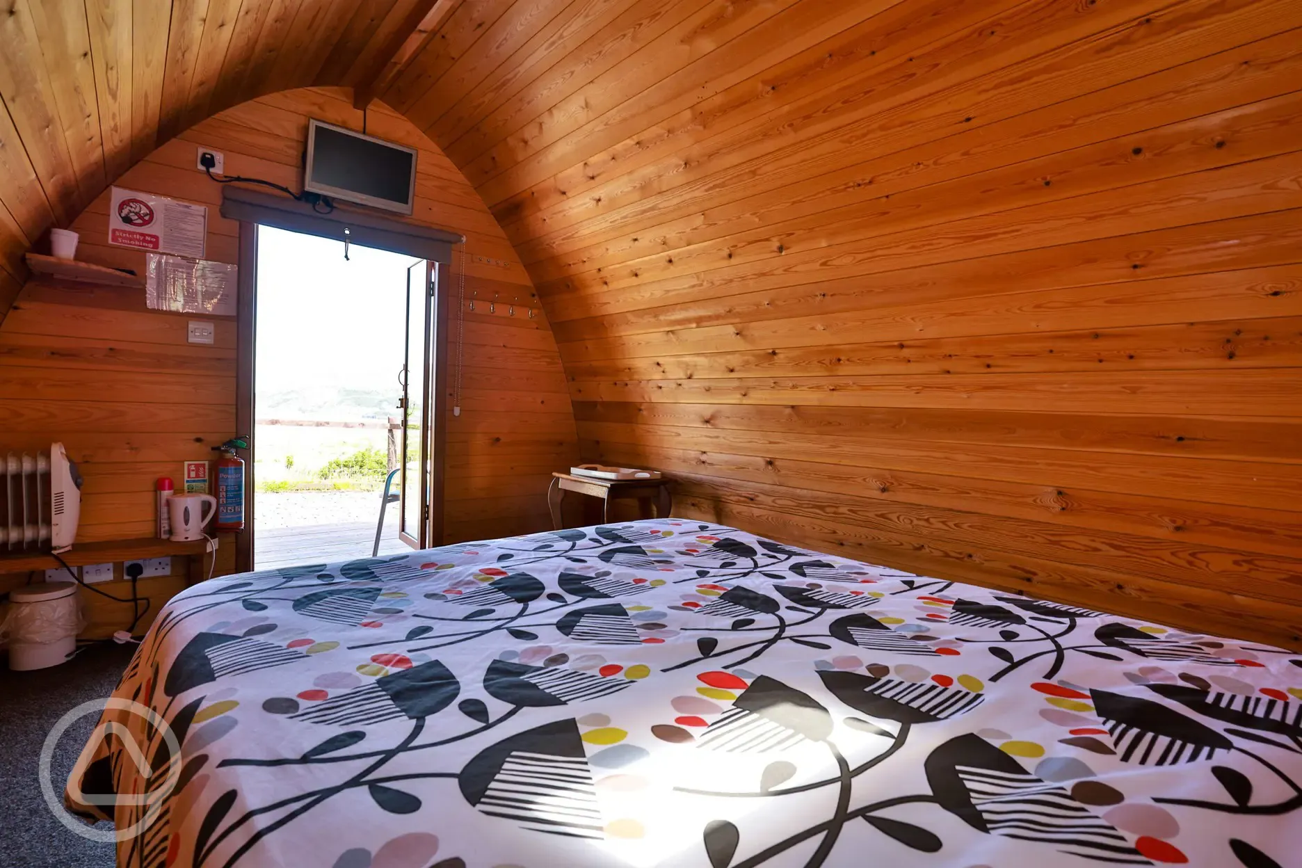 View from inside camping pod View from inside camping pod