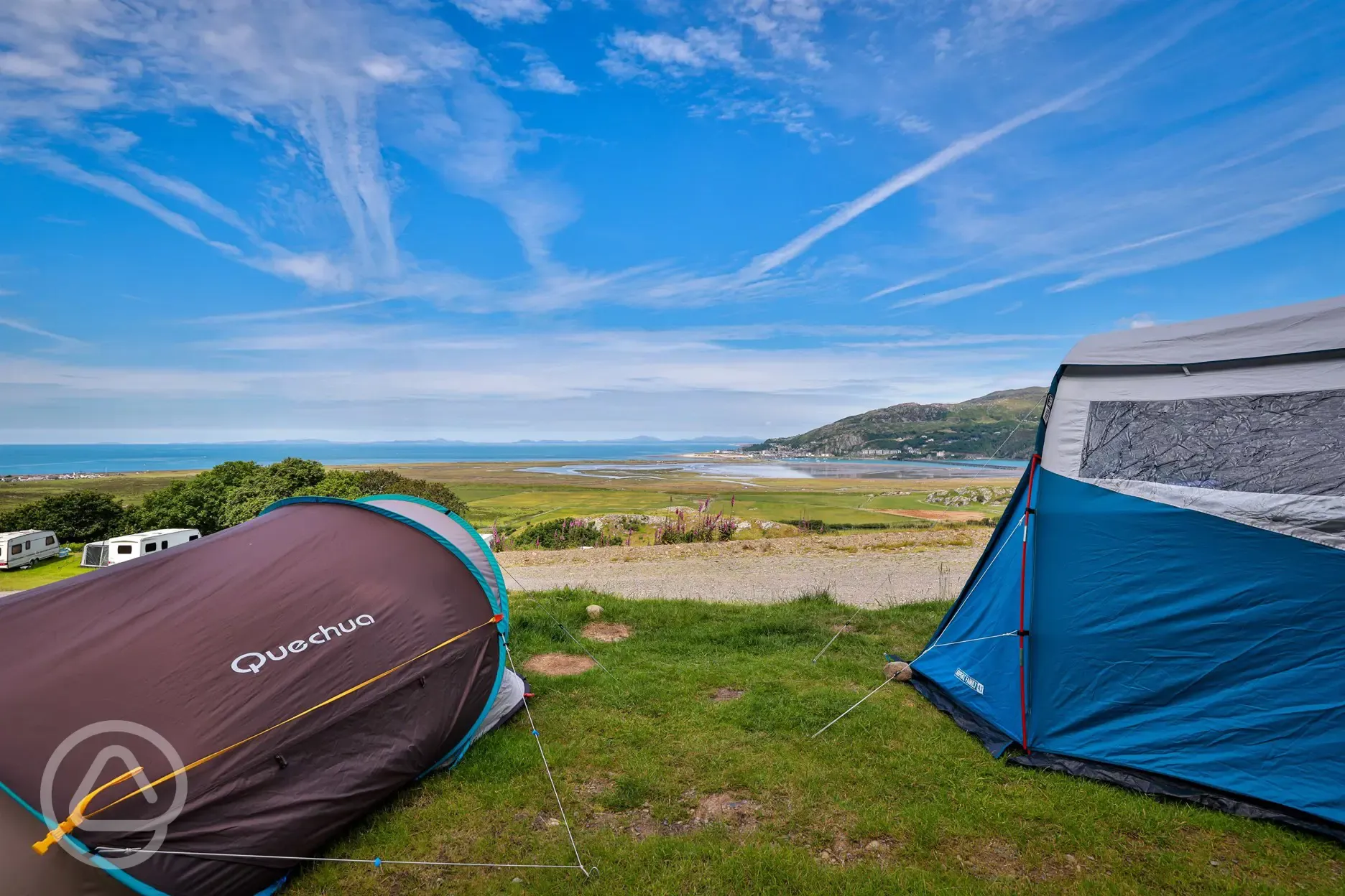 Grass pitches with coastal views