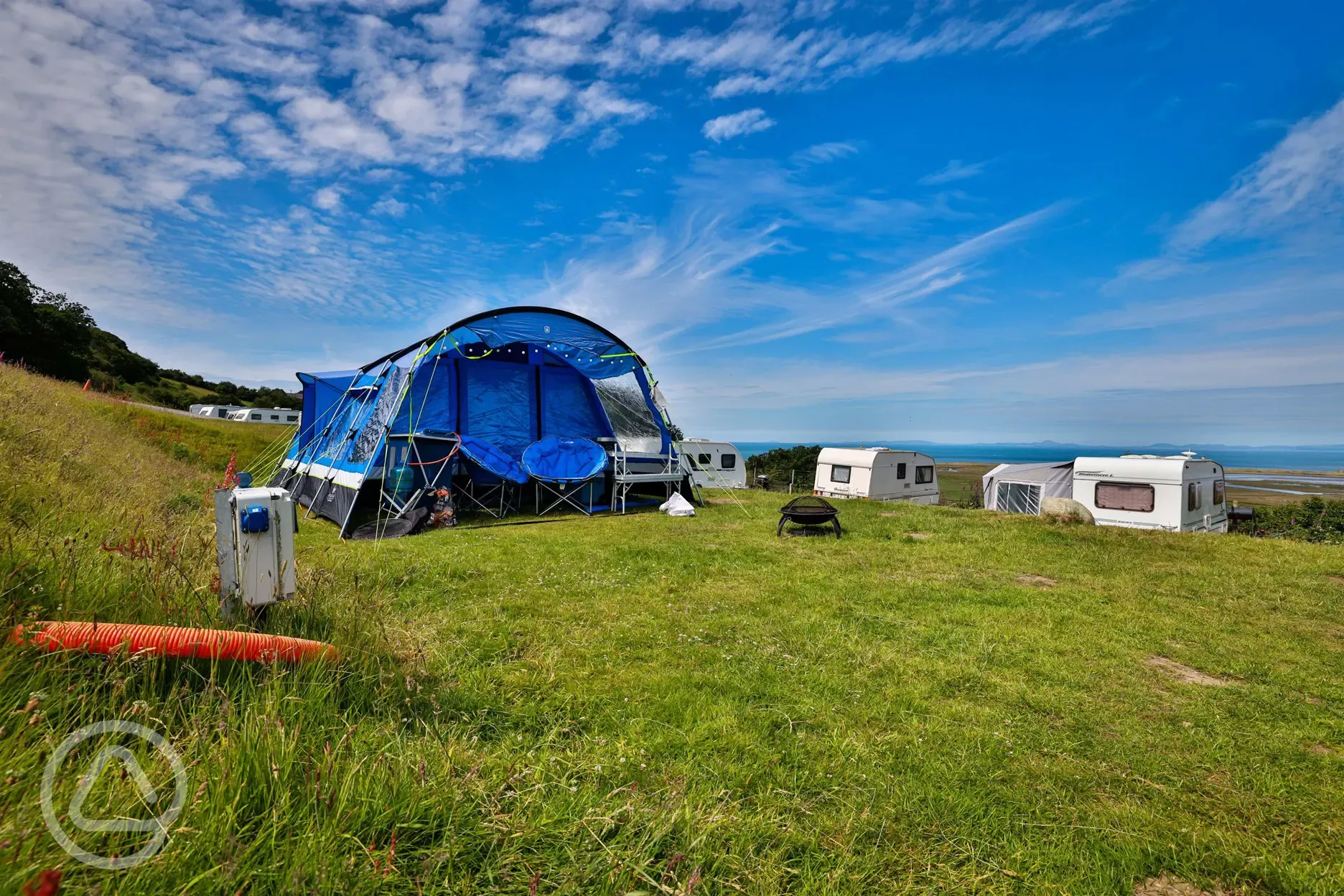 Large tent on electric grass pitches Large tent on electric grass pitches