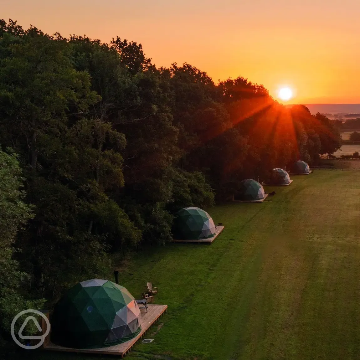 Geodomes at sunset