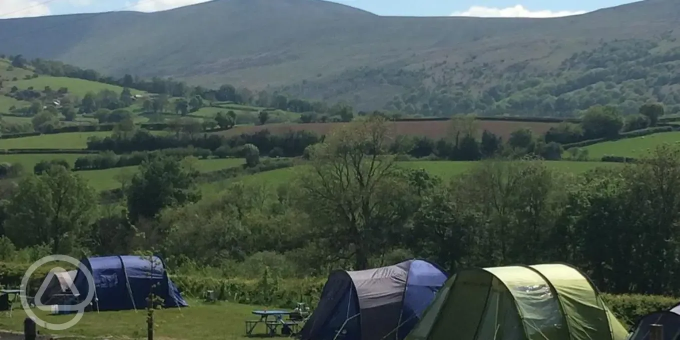 Camping pitches at Cantref Camp Site