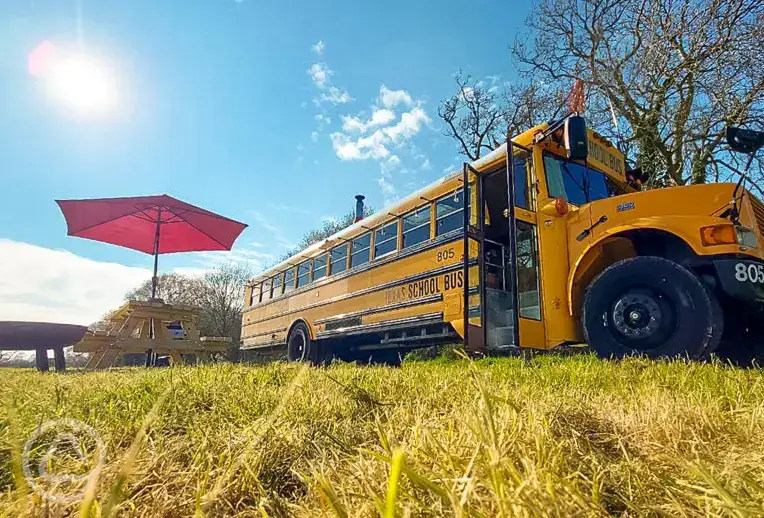 American school bus sleeping five at Petruth Paddocks