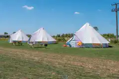 Powered bell tents with an electric hook up Powered bell tents with an electric hook up