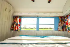 American school bus view from the bed