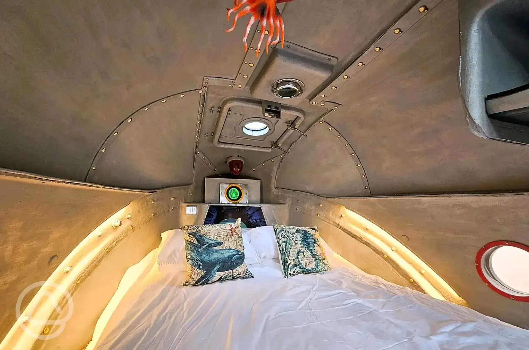 Unique yellow submarine double bed with bedding