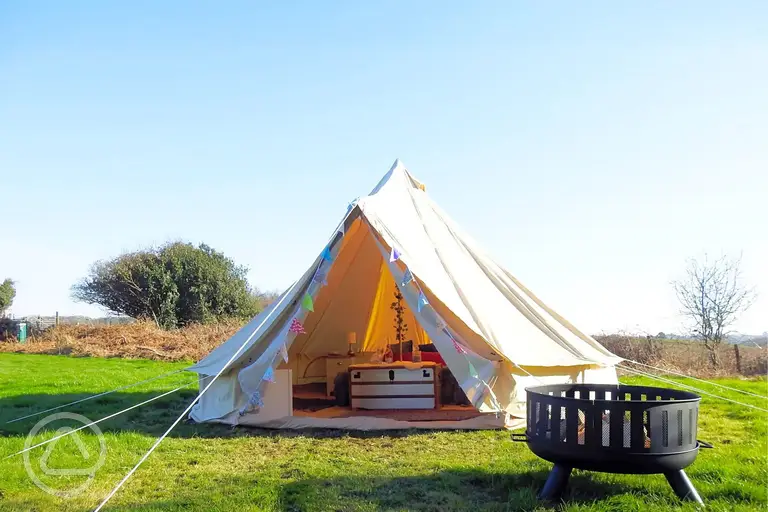 Furnished 5m bell tent (dog friendly) at Chestnut Meadow Camping and Glamping