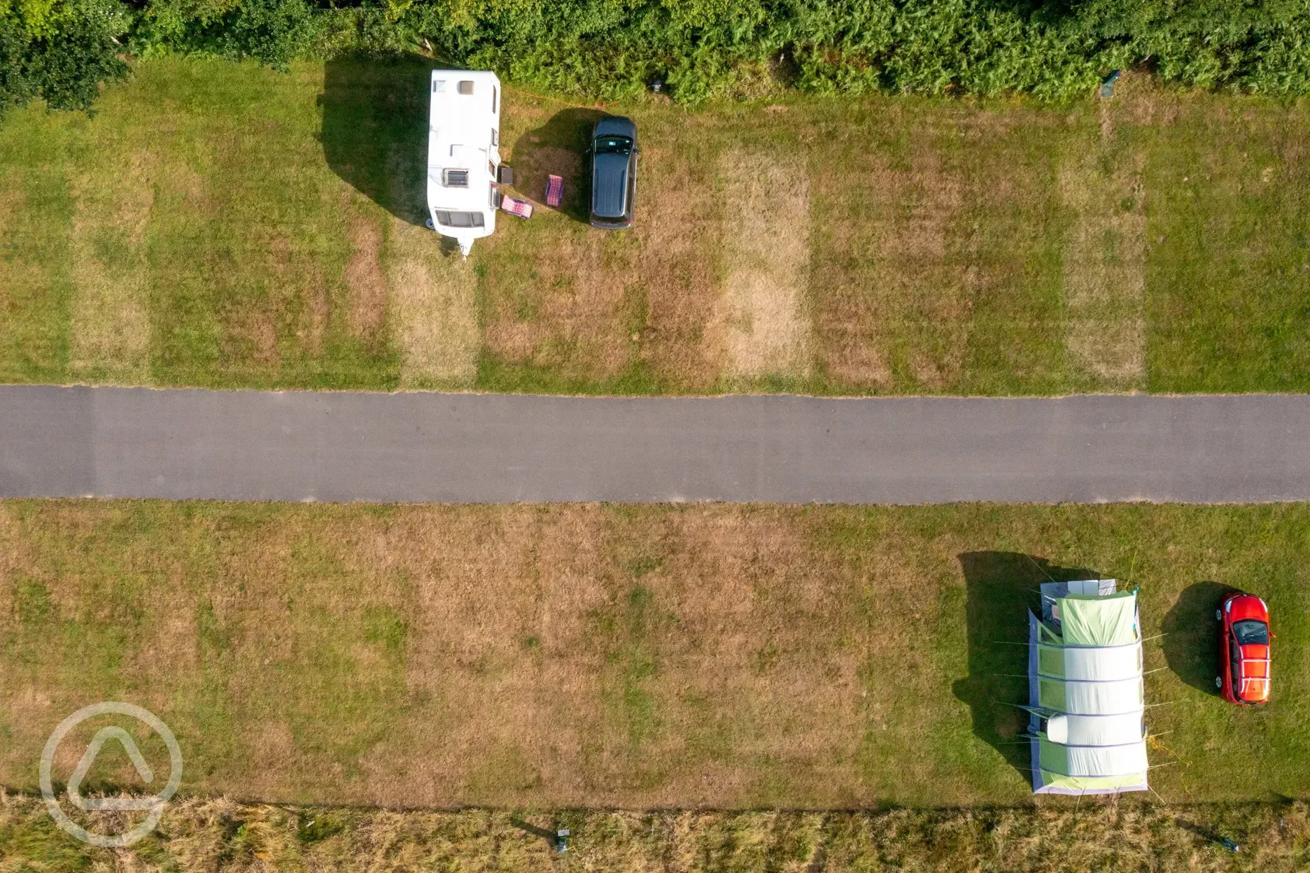 Birdseye view of the grass pitches (optional electric)