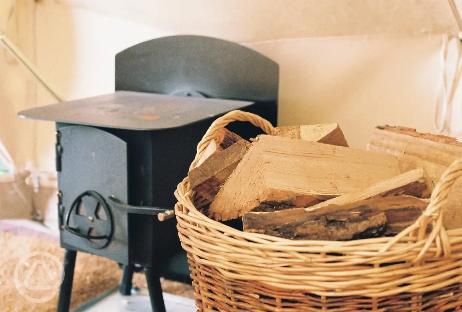 Wood burning stove in the bell tents