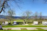 Clarion Lodge Campsite hardstanding pitches with views of the Wharfe Valley