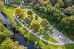 Aerial view of hardstanding pitches with 16 amp electric